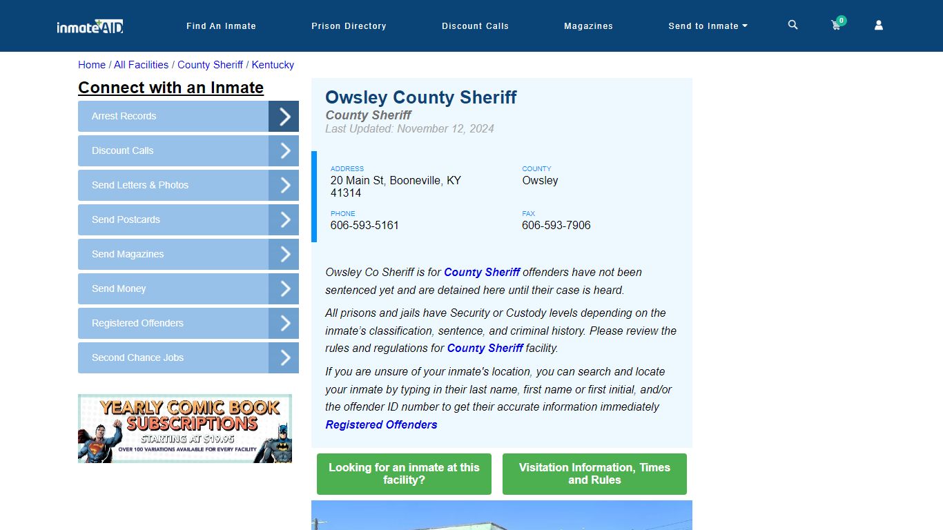 Owsley County Jail - Inmate Locator