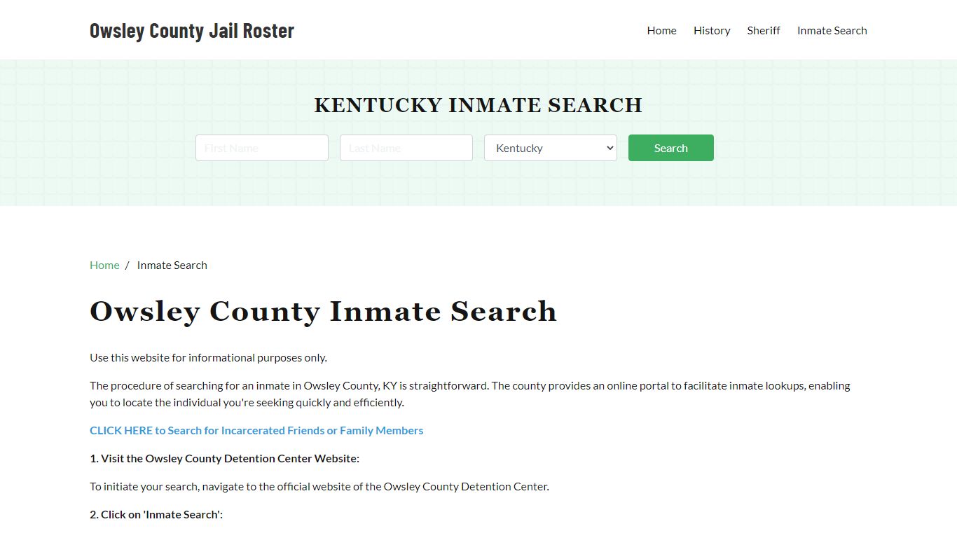 Owsley County, KY Detainee Lookup