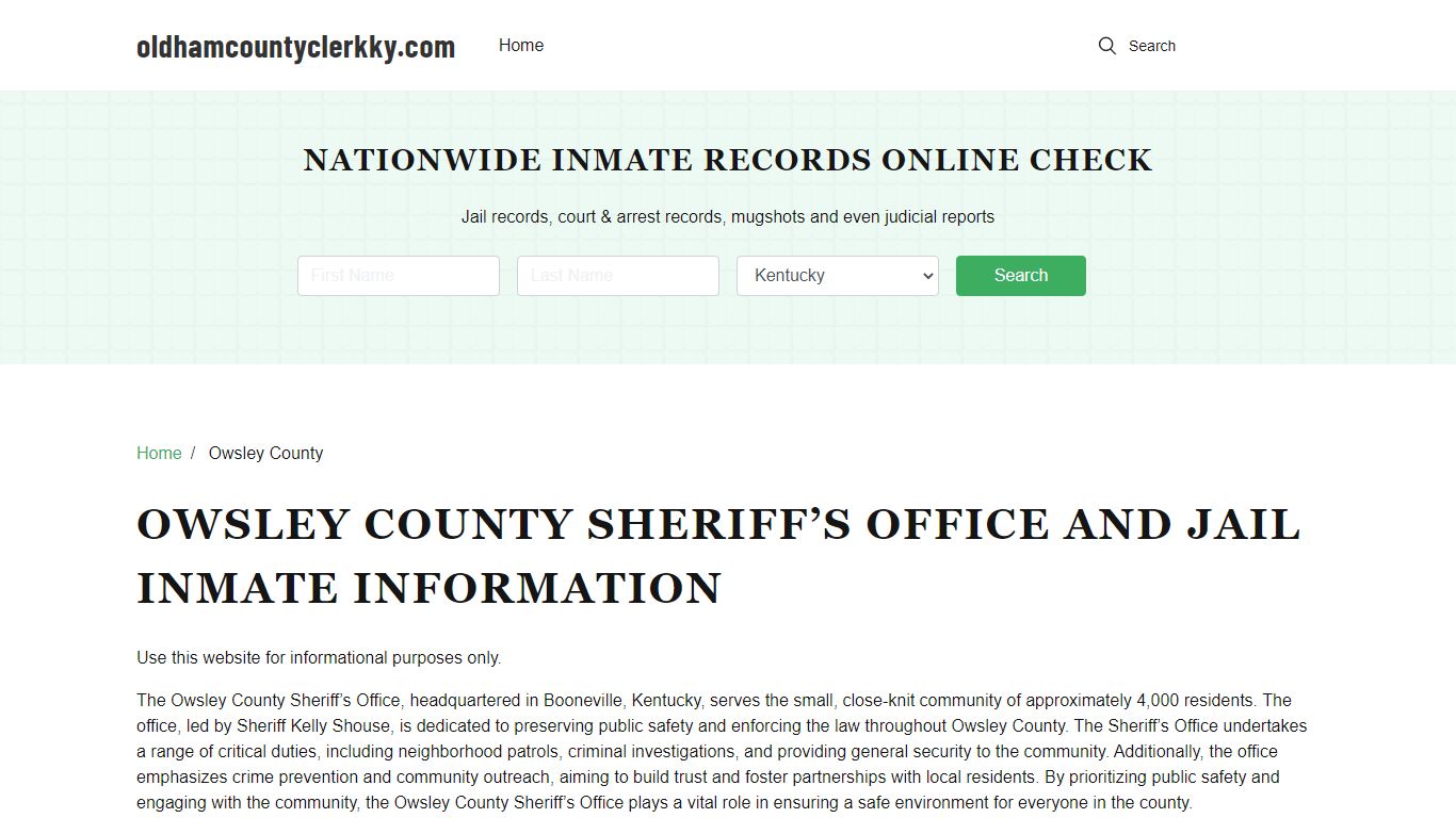 Owsley County Sheriff, KY, Jail Inmate Search, Recent Arrests