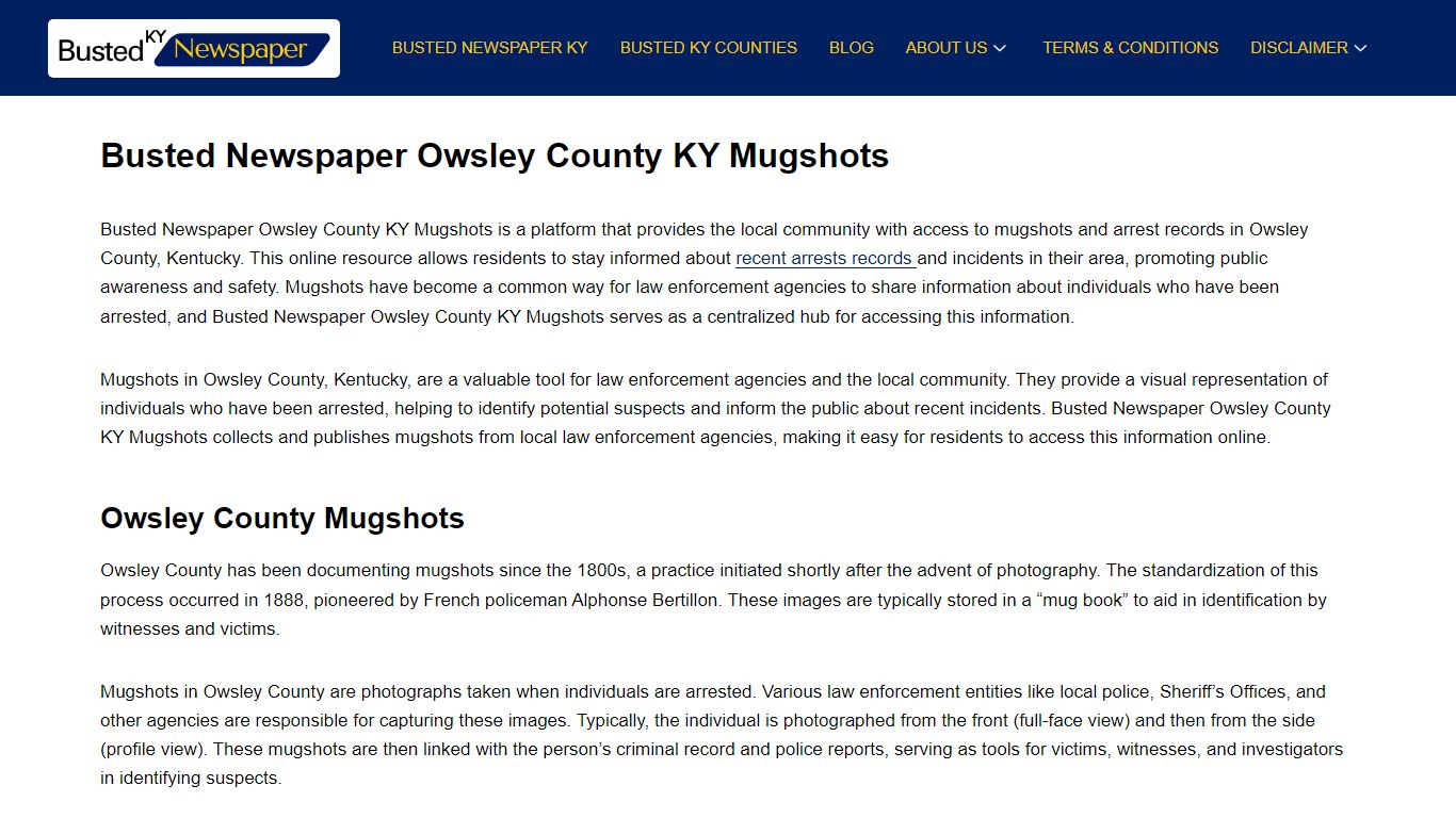 Busted Newspaper Owsley County KY Mugshots