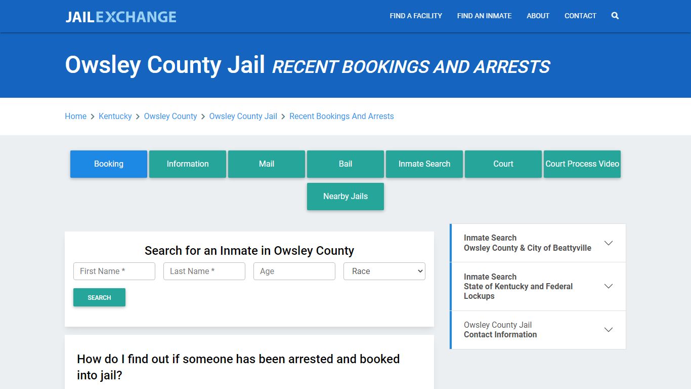 Owsley County Jail Recent Bookings And Arrests - Jail Exchange